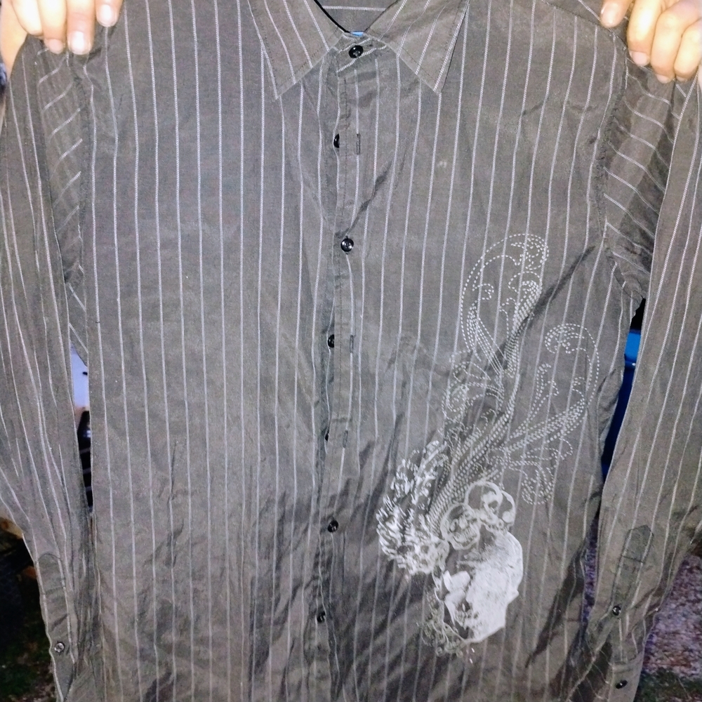 Carbon Black and White Casual Button Down Shirt